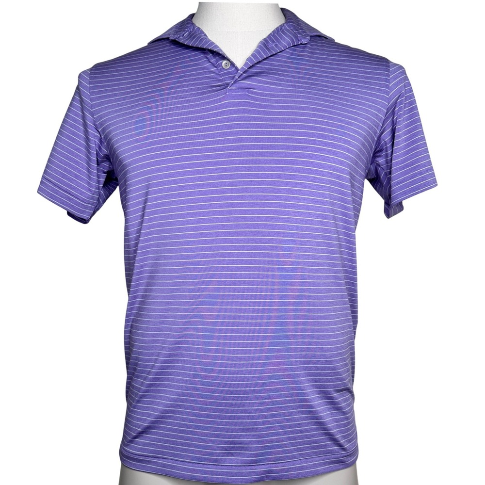 Peter Millar Summer Relax Comfort Mens Purple Striped Polo Shirt MS20EK09S Small